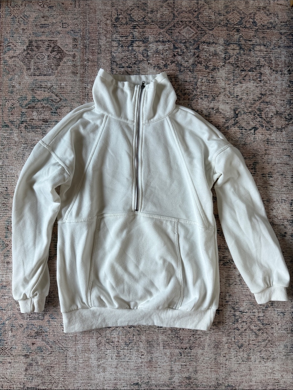 Women's Cream Half-Zip Pullover Hoodie